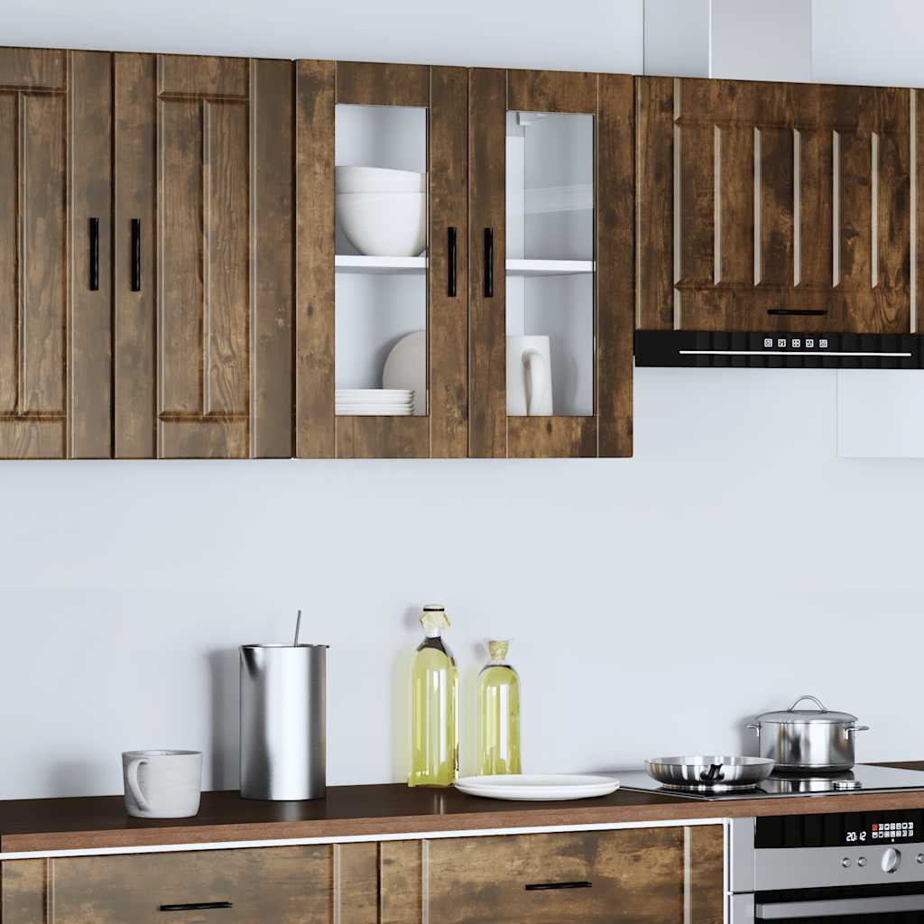 Pensile da Cucina con Porta in Vetro Porto Rovere Fumo - homemem39