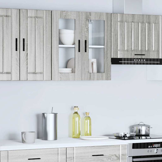 Pensile da Cucina con Porta in Vetro Porto Grigio Sonoma