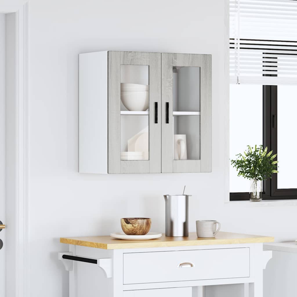 Pensile da Cucina con Porta in Vetro Porto Grigio Sonoma