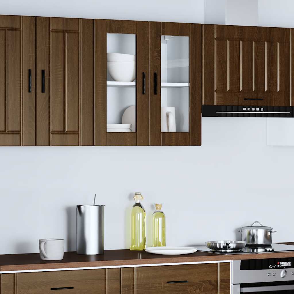 Pensile da Cucina con Porta in Vetro Porto Rovere Marrone - homemem39