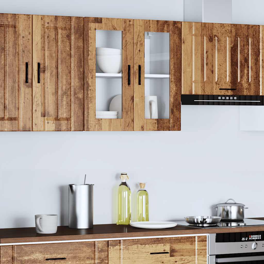 Pensile da Cucina con Porta in Vetro Porto Legno Vecchio