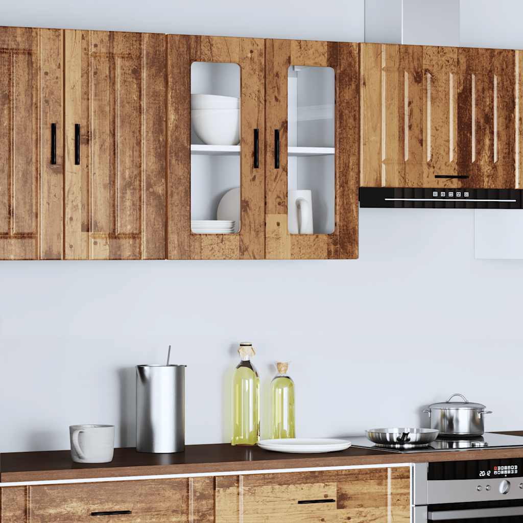 Pensile da Cucina con Porta in Vetro Porto Legno Vecchio