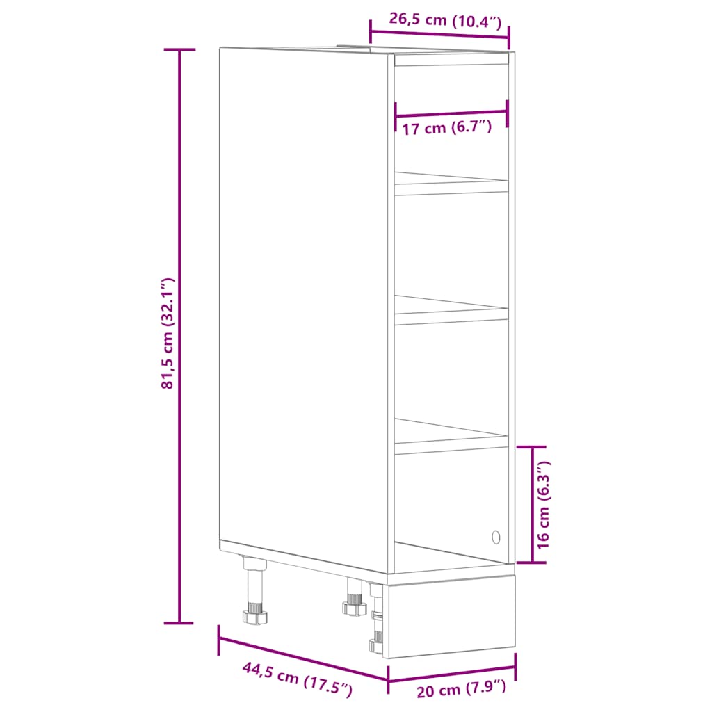 Armadio Inferiore “Riga” Grigio Sonoma 20x44,5x81,5 cm | homemem39