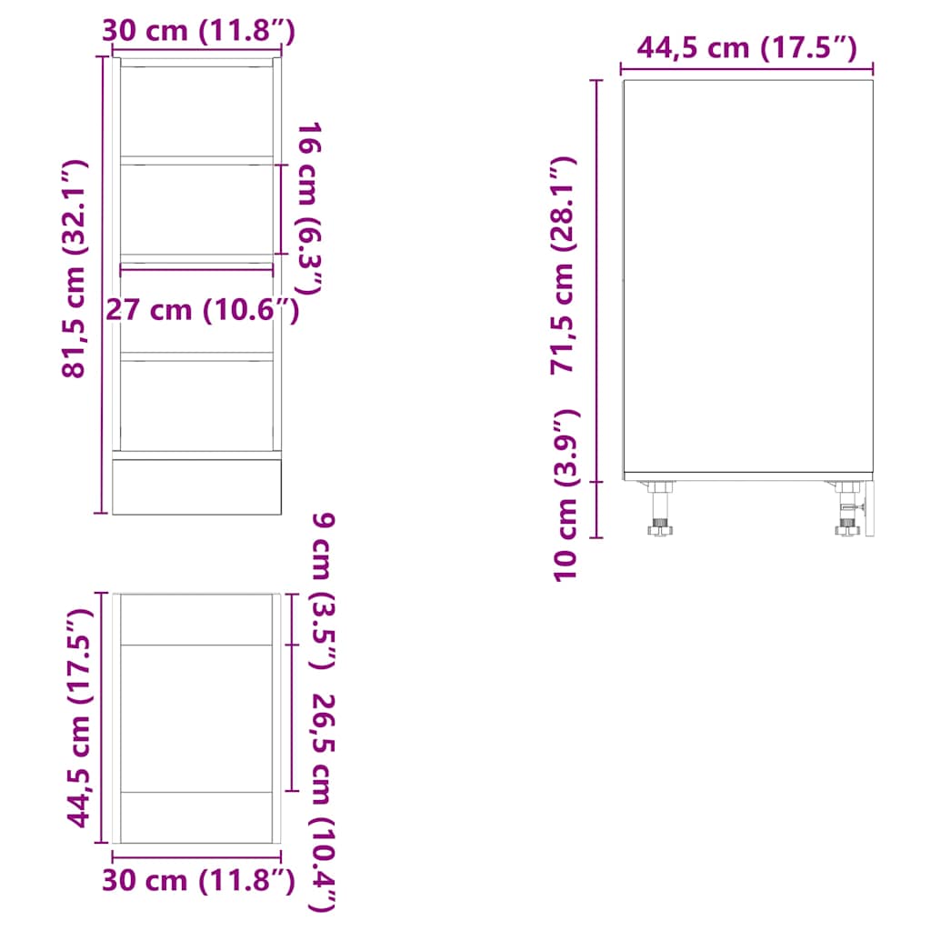 Armadio Inferiore “Riga” Rovere Fumo 30x44,5x81,5 cm | homemem39