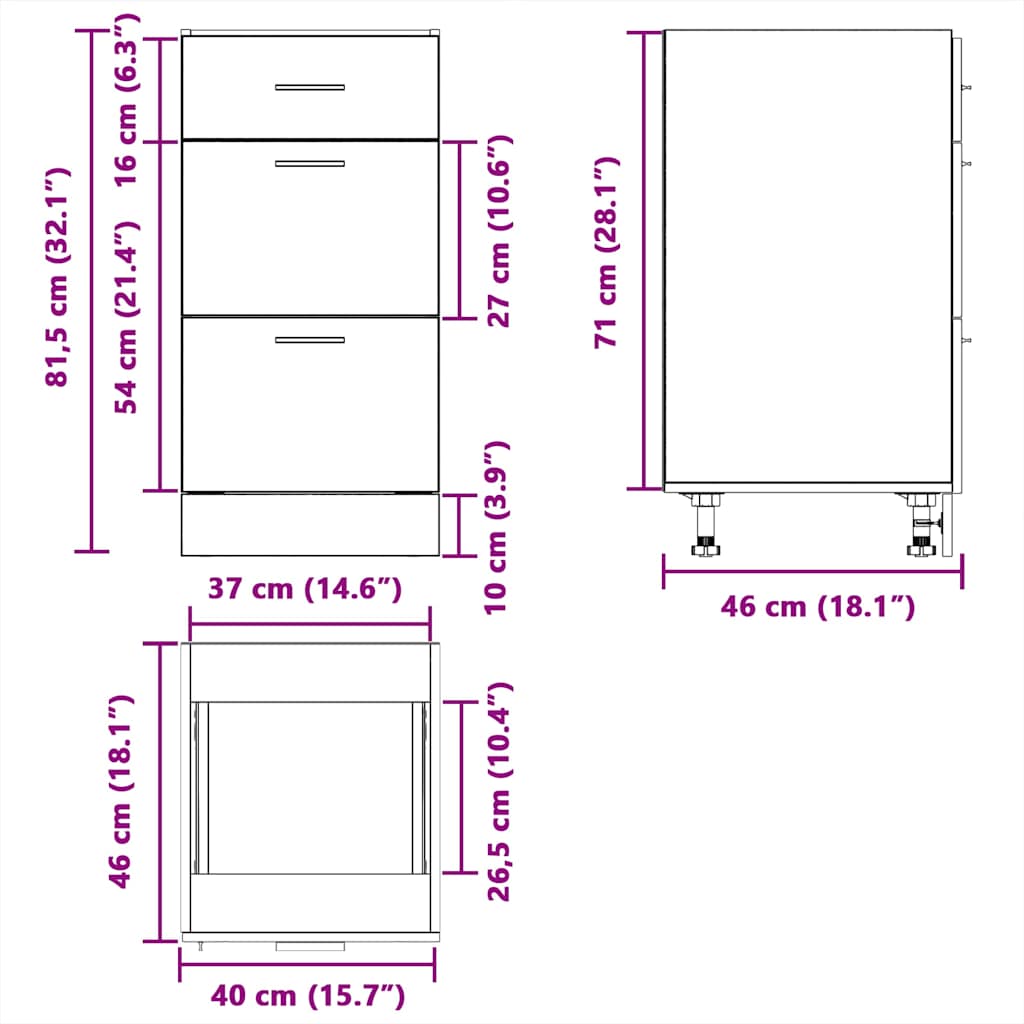 Armadio Inferiore “Lyon” Rovere Fumo 40x46x81,5cm | homemem39