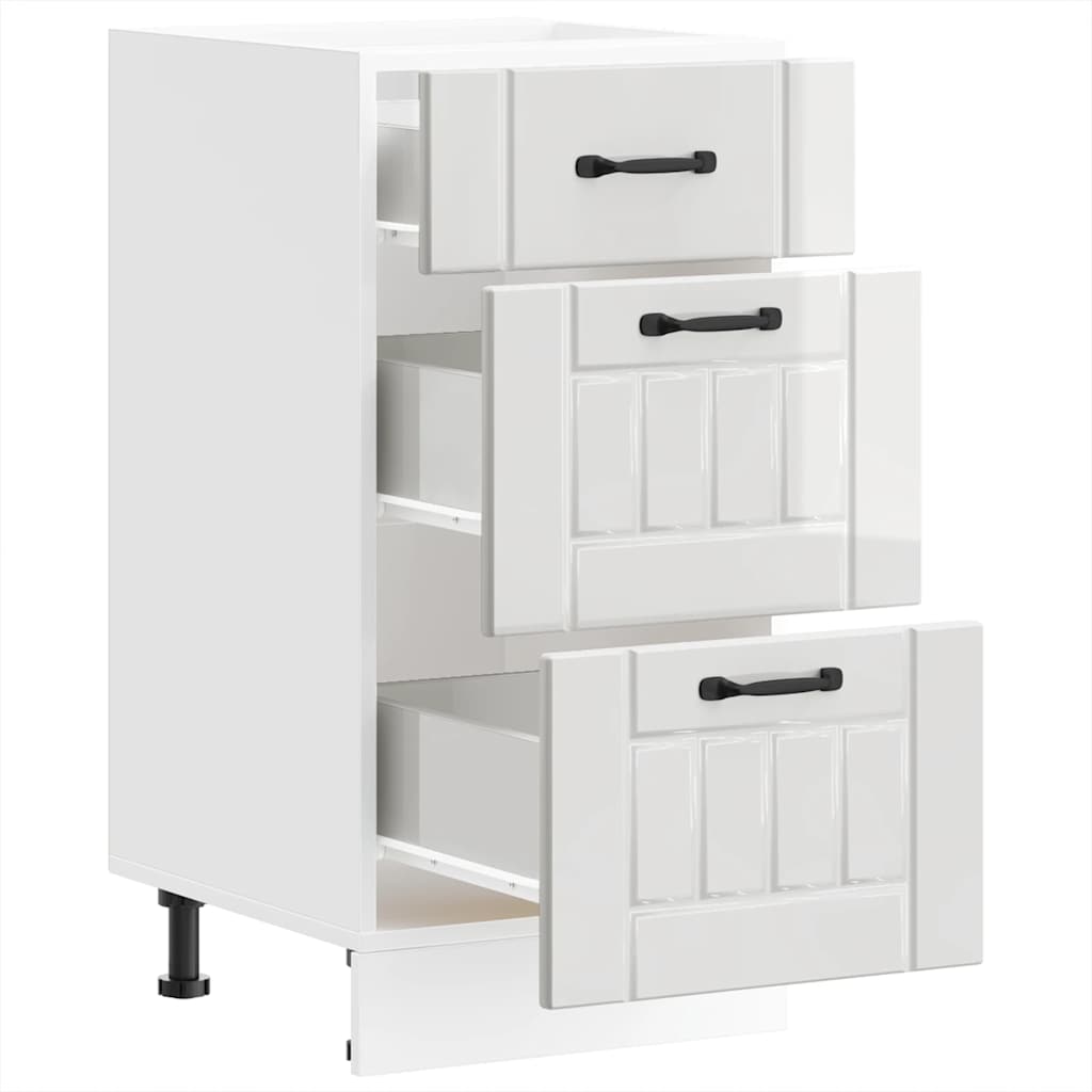 Mobiletto da cucina "Lucca" Bianco lucido in legno ingegnerizzato