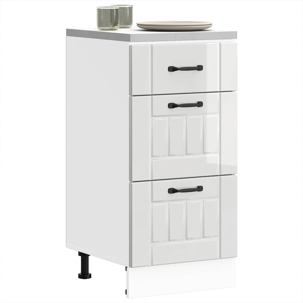 Mobiletto da cucina "Lucca" Bianco lucido in legno ingegnerizzato