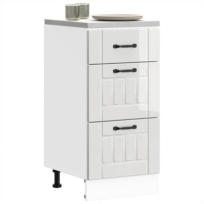 Mobiletto da cucina "Lucca" Bianco lucido in legno ingegnerizzato