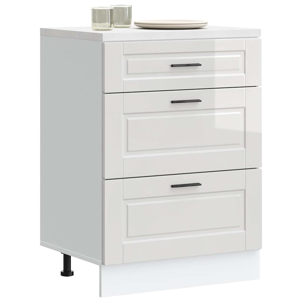 Mobiletto da cucina "Porto" Bianco lucido in legno ingegnerizzato