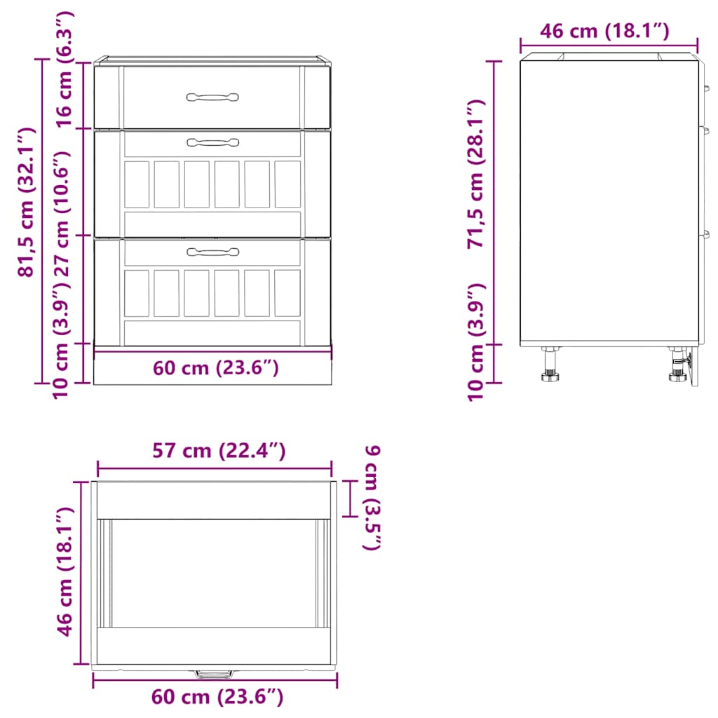 Base da Cucina Lucca Rovere Fumo in Legno Multistrato - homemem39