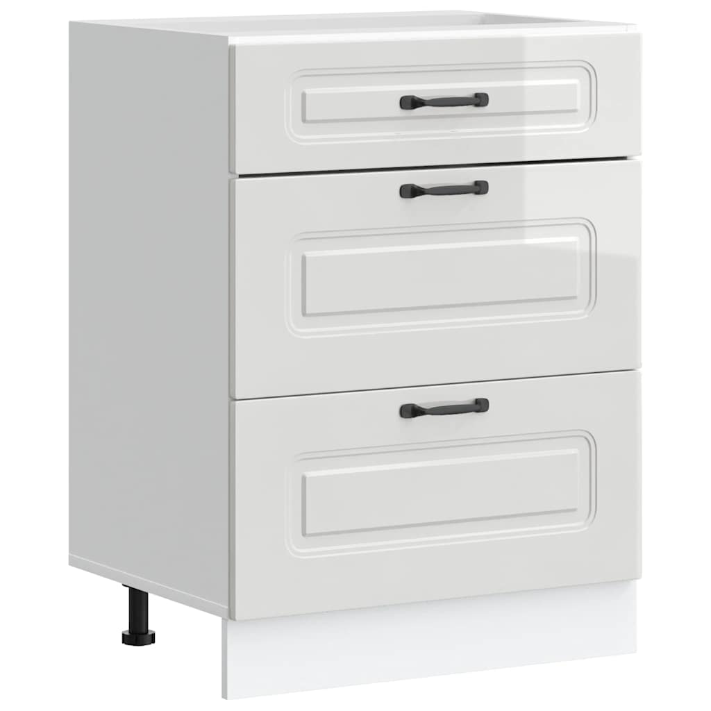 Mobiletto da cucina "Kalmar" Bianco lucido in legno ingegnerizzato