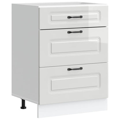 Mobiletto da cucina "Kalmar" Bianco lucido in legno ingegnerizzato