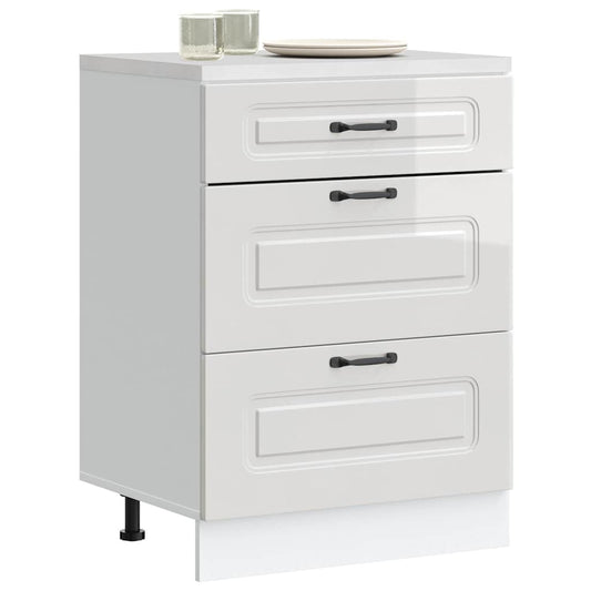 Mobiletto da cucina "Kalmar" Bianco lucido Legno Ingegnerizzato