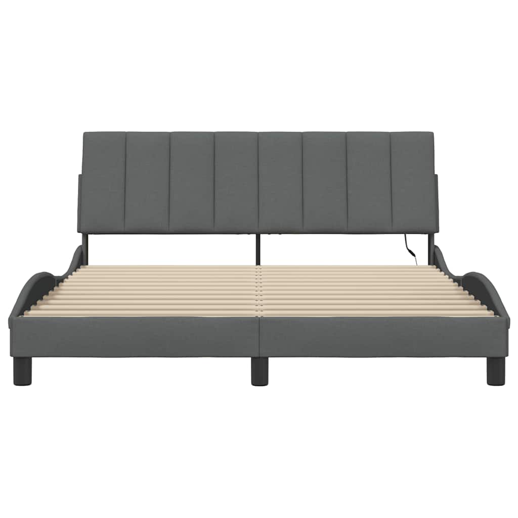Giroletto senza Materasso Hanko Grigio Scuro 160x200 cm Tessuto