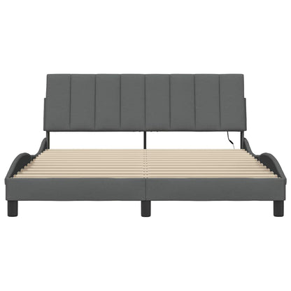 Giroletto senza Materasso Hanko Grigio Scuro 160x200 cm Tessuto