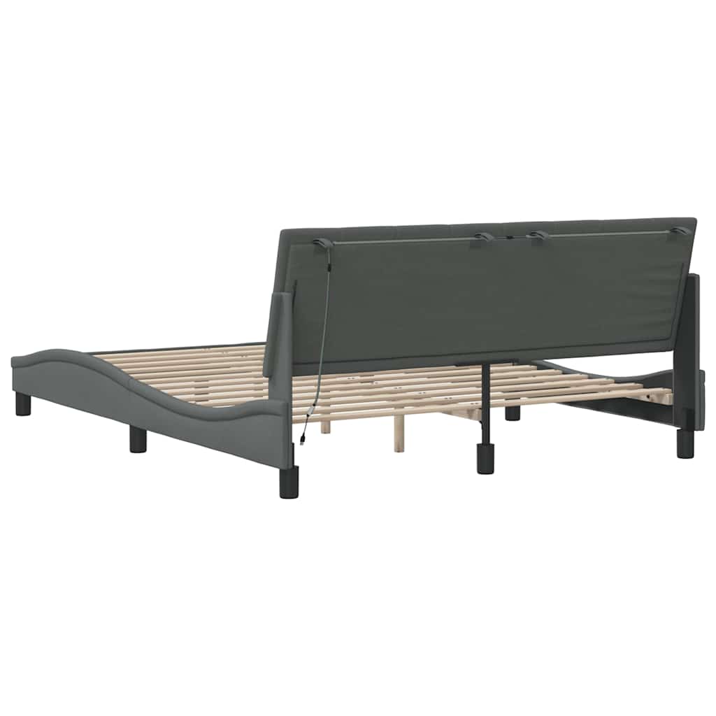 Giroletto senza Materasso Hanko Grigio Scuro 160x200 cm Tessuto