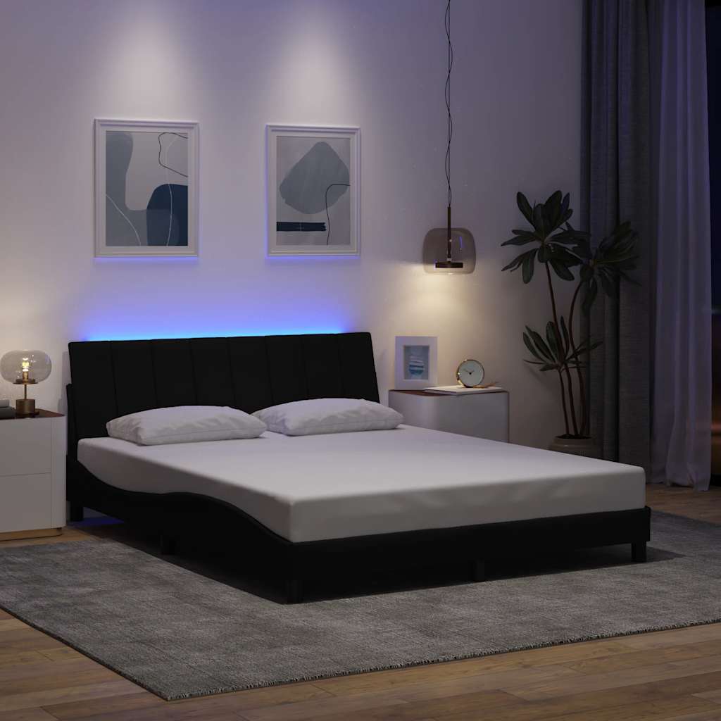 Giroletto senza Materasso Hanko Nero 160x200 cm in Tessuto