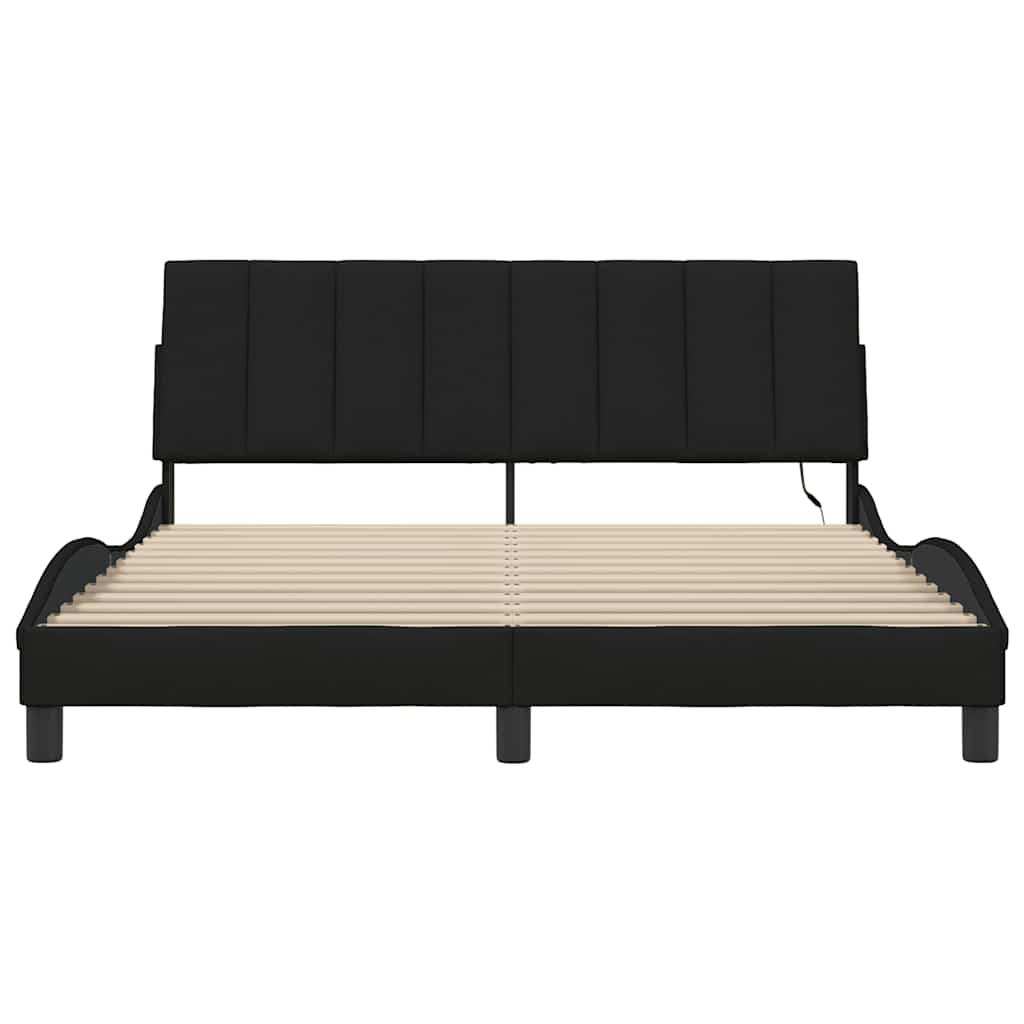 Giroletto senza Materasso Hanko Nero 160x200 cm in Tessuto