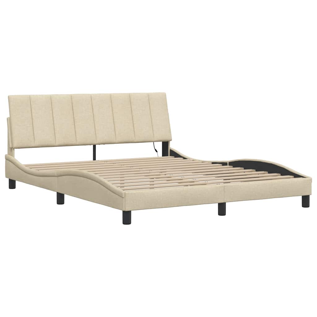 Giroletto senza Materasso Crema 160x200 cm in Tessuto - homemem39