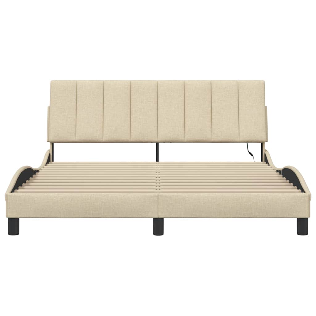 Giroletto senza Materasso Crema 160x200 cm in Tessuto - homemem39