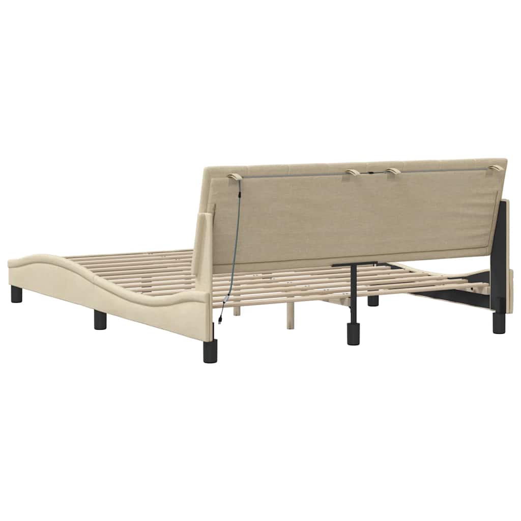 Giroletto senza Materasso Crema 160x200 cm in Tessuto - homemem39