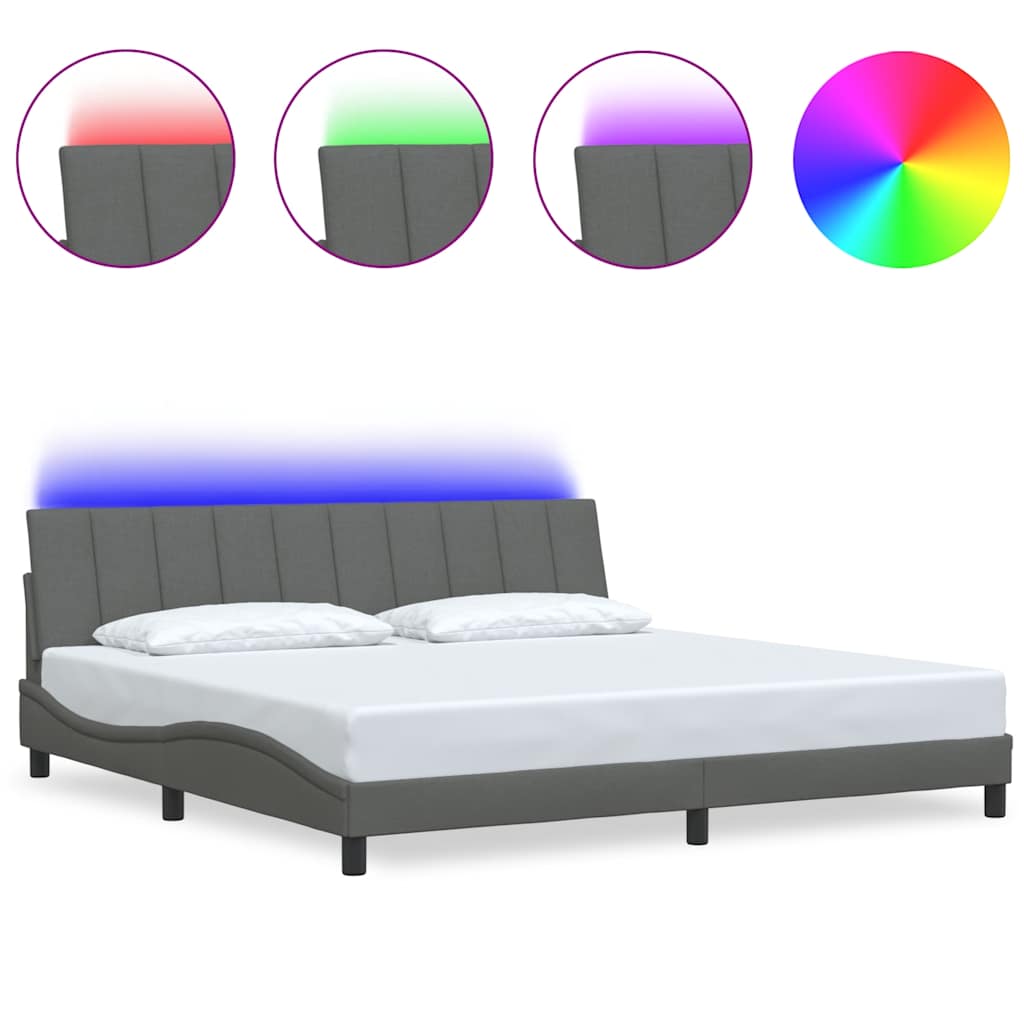 Giroletto senza Materasso Hanko Grigio Scuro 200x200 cm Tessuto - homemem39