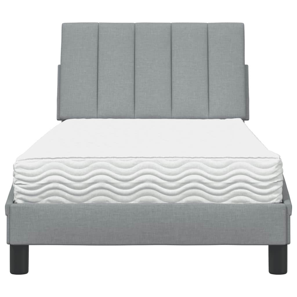 Letto con Materasso Hanko Grigio Chiaro 80x200 cm in Tessuto - homemem39