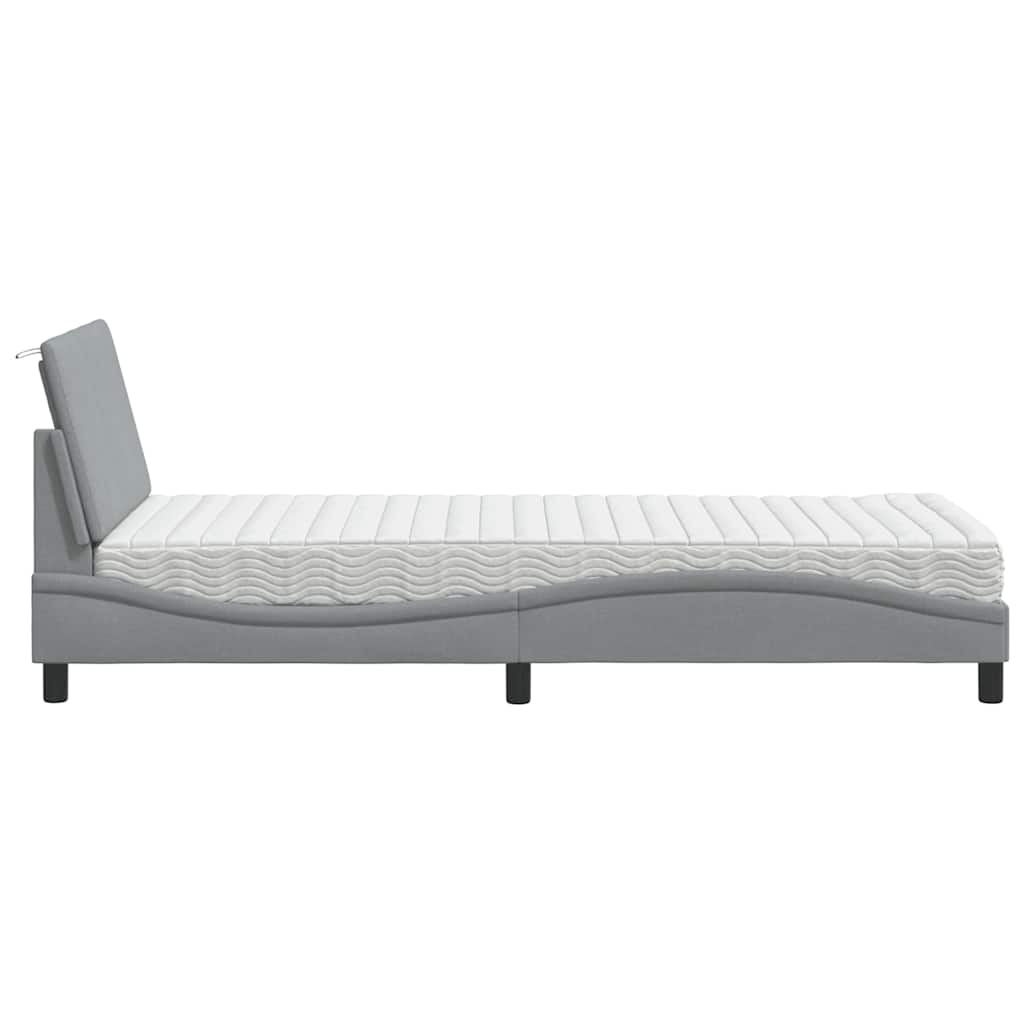 Letto con Materasso Hanko Grigio Chiaro 80x200 cm in Tessuto