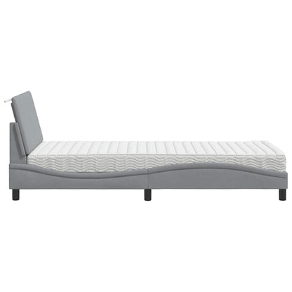 Letto con Materasso Hanko Grigio Chiaro 80x200 cm in Tessuto
