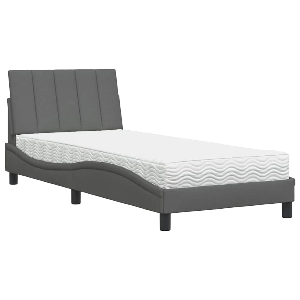 Letto con Materasso Grigio Scuro 80x200 cm in Tessuto - homemem39