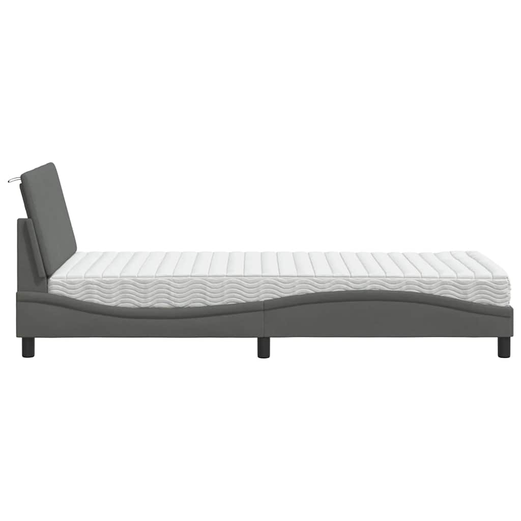 Letto con Materasso Hanko Grigio Scuro 80x200 cm in Tessuto