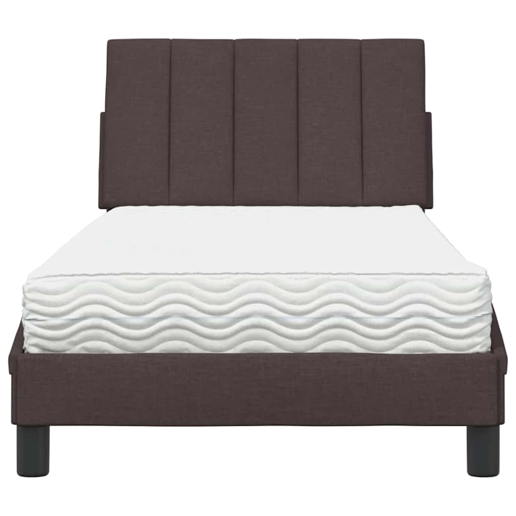 Letto con Materasso Hanko Marrone Scuro 80x200 cm in Tessuto | homemem39