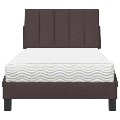 Letto con Materasso Hanko Marrone Scuro 80x200 cm in Tessuto | homemem39