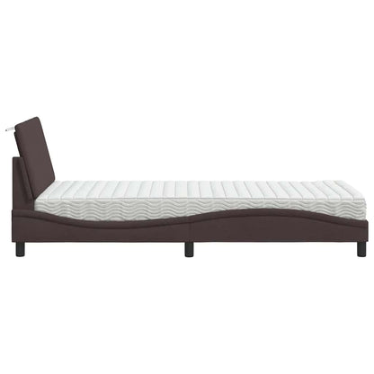 Letto con Materasso Hanko Marrone Scuro 80x200 cm in Tessuto | homemem39