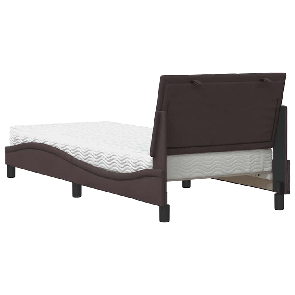 Letto con Materasso Hanko Marrone Scuro 80x200 cm in Tessuto | homemem39