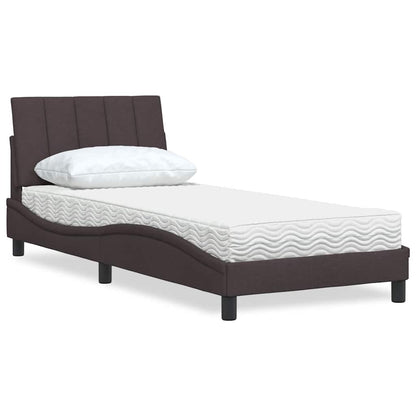 Letto con Materasso Hanko Marrone Scuro 80x200 cm in Tessuto | homemem39
