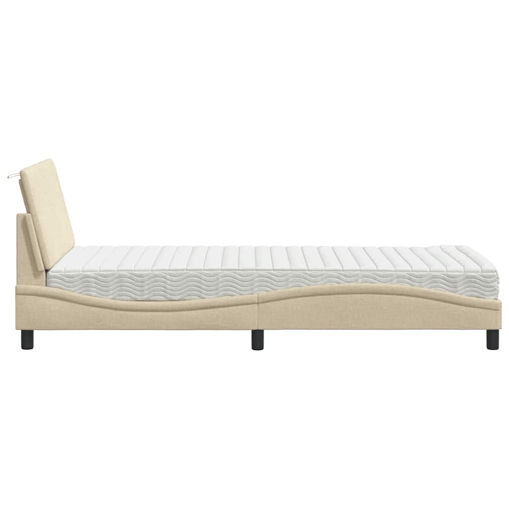 Letto con Materasso Hanko Crema 80x200 cm in Tessuto | homemem39