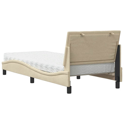 Letto con Materasso Hanko Crema 80x200 cm in Tessuto | homemem39