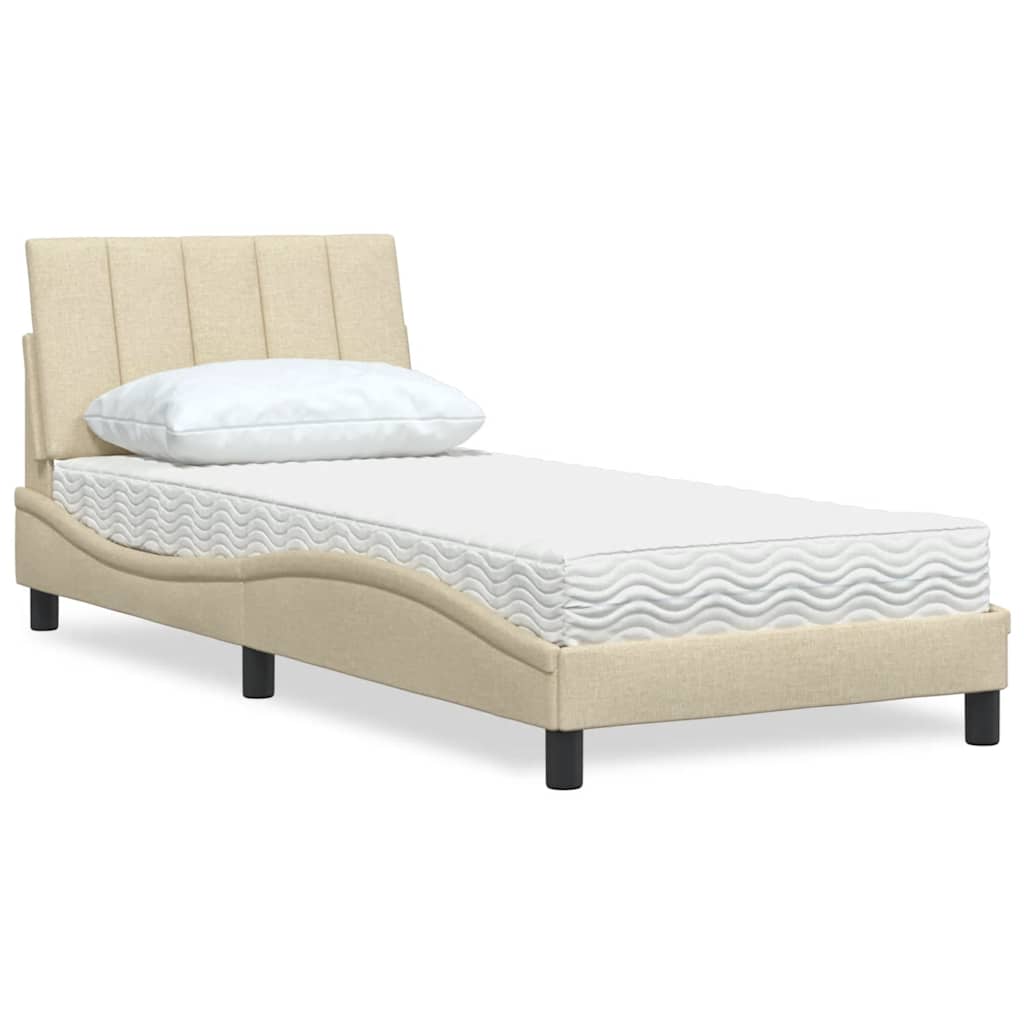 Letto con Materasso Hanko Crema 80x200 cm in Tessuto | homemem39