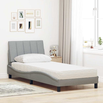 Letto con Materasso Grigio Chiaro 90x190 cm in Tessuto - homemem39