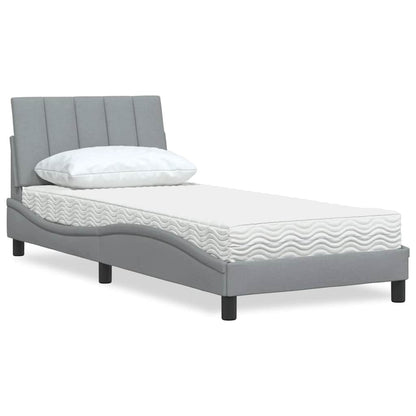 Letto con Materasso Hanko Grigio Chiaro 90x190 cm in Tessuto