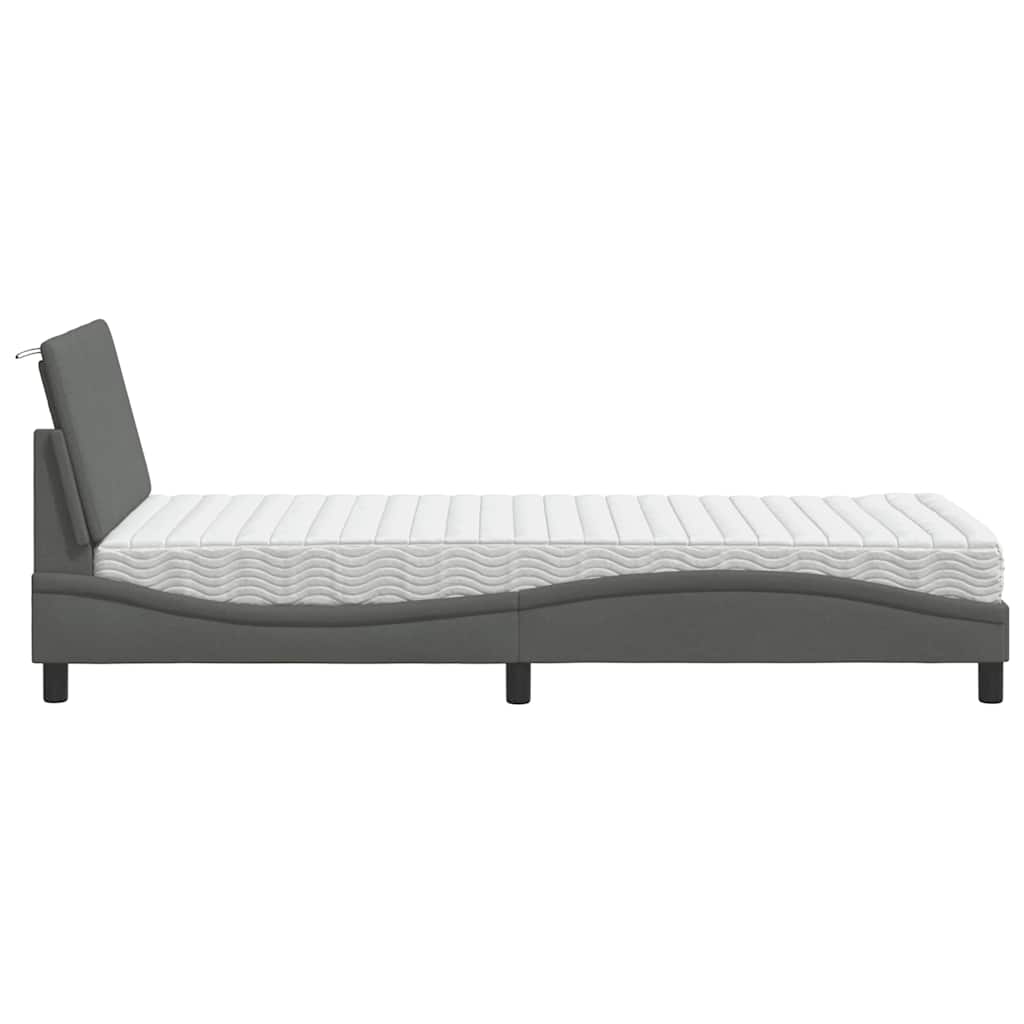 Letto con Materasso Hanko Grigio Scuro 90x190 cm in Tessuto