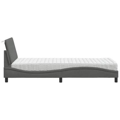 Letto con Materasso Hanko Grigio Scuro 90x190 cm in Tessuto