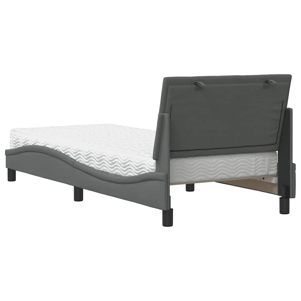 Letto con Materasso Hanko Grigio Scuro 90x190 cm in Tessuto
