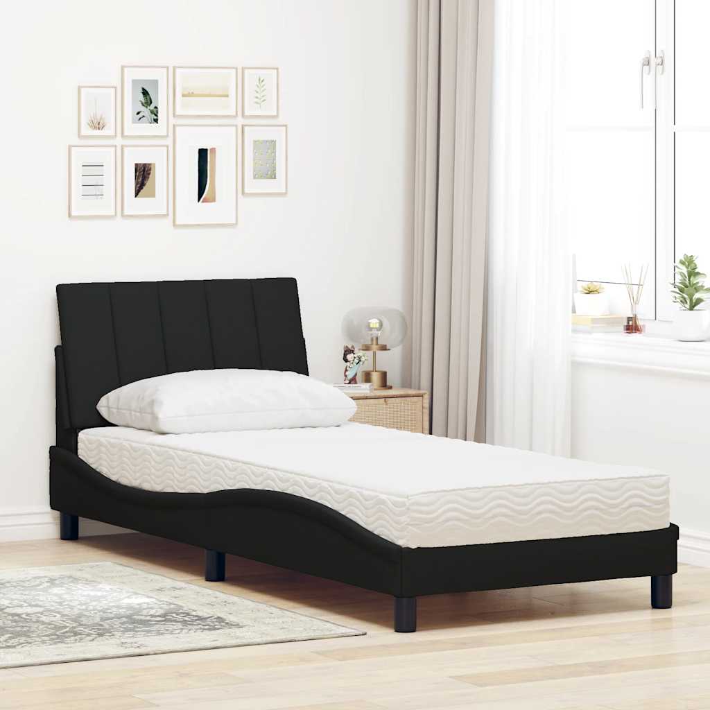 Letto con Materasso Hanko Nero 90x190 cm in Tessuto | homemem39