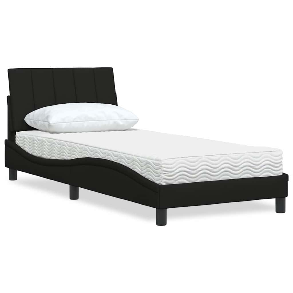 Letto con Materasso Hanko Nero 90x190 cm in Tessuto