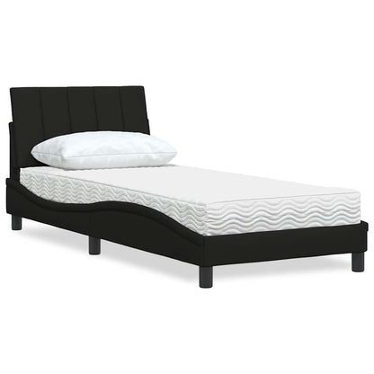 Letto con Materasso Hanko Nero 90x190 cm in Tessuto