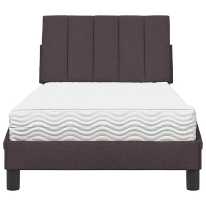 Letto con Materasso Hanko Marrone Scuro 90x190 cm in Tessuto