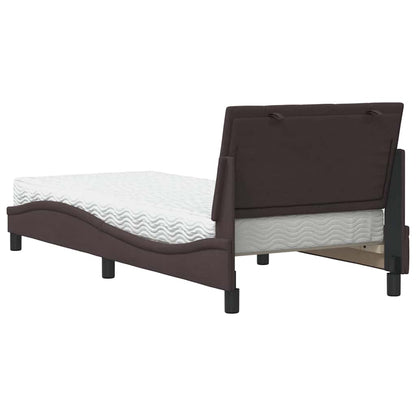 Letto con Materasso Hanko Marrone Scuro 90x190 cm in Tessuto