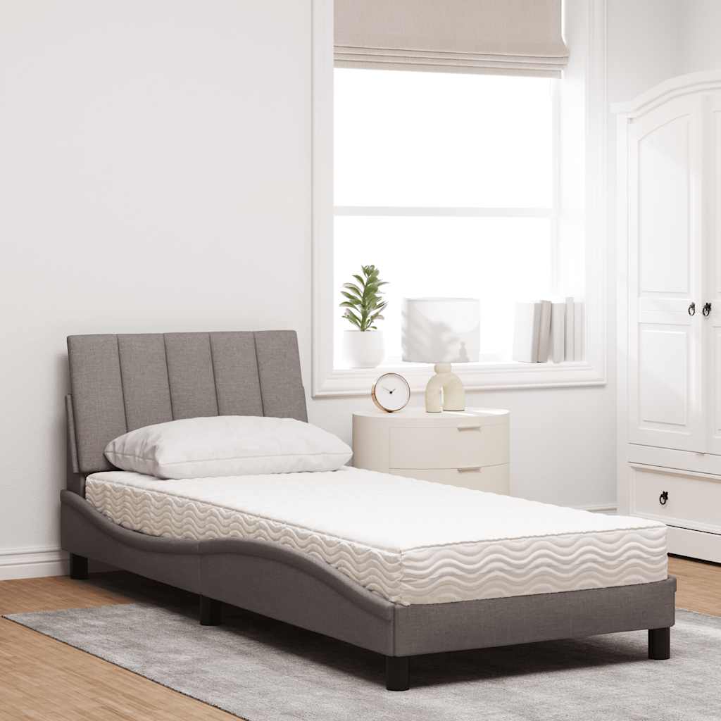 Letto con Materasso Hanko Tortora 90x190 cm in Tessuto
